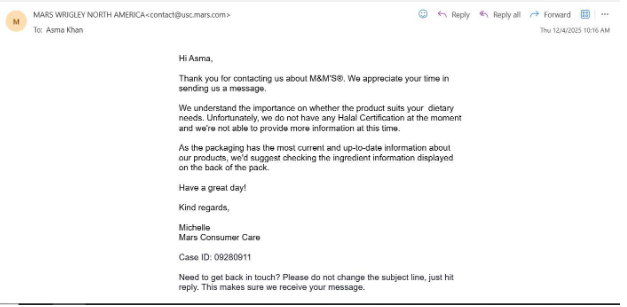 The Halal Status of M&Ms in the US